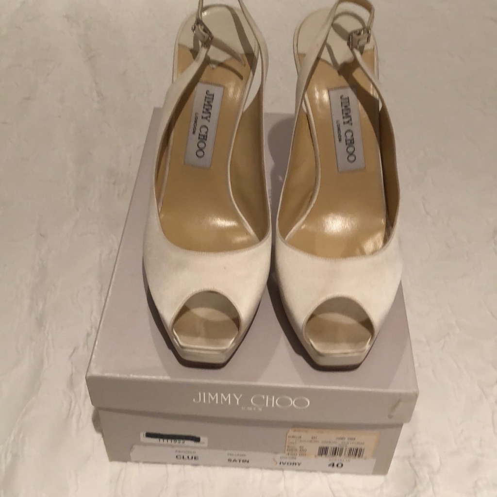 Jimmy Chop Bridal Sling Back White Satin Sz40
